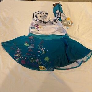 Disney Mirabel Encanto Teal Floral Kids Swim Skirt & Top Set